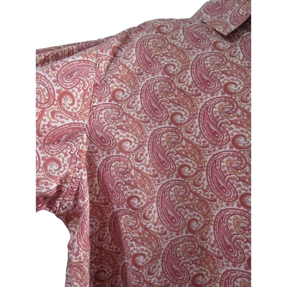 Synergy Raspberry Peach Paisley Button Up Shirt 3XL Liberty Cuffs EUC - Picture 8 of 16